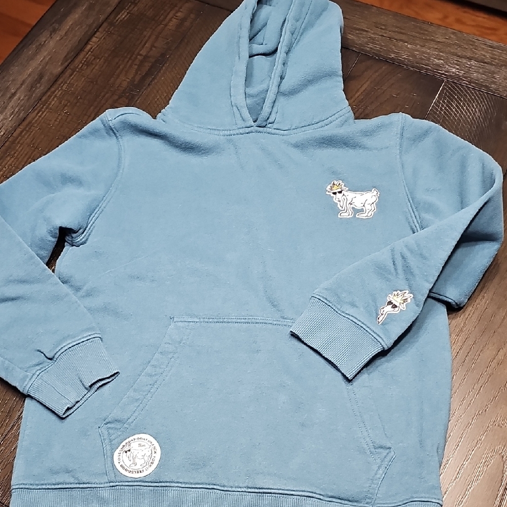 Kids Light Blue Hooded Sweatshirt with Goat Patch